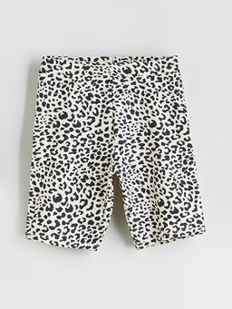 Beli Lastikli Leopar Desenli K?z ?ocuk K?sa Tayt