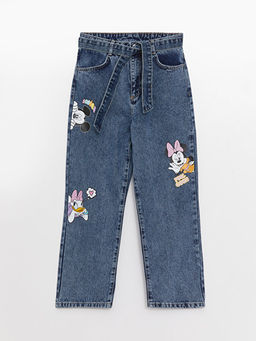 Minnie Mouse Bask?l? K?z ?ocuk Jean Pantolon