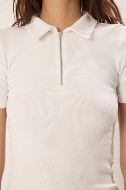 Ekru-Siyah 2li Paket Fitilli Esnek Vucuda Oturan Orme Bluz TWOSS25BZ00439 - Trendyolmilla фото 4