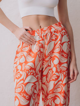 Брюки домашние Indefini из вискозы оранжевые  фото 2