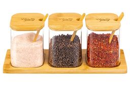 Набор банок для специй Elan Gallery Crystal Glass 3 шт 450 мл с ложкой фото 13