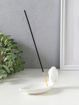 Подставка для благовоний керамика "Голова Будды" белая 12х6,5х6 см