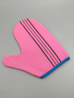 Bath Towel Мочалка-рукавица для душа с пилинг-эффектом, уплотненная, розовый