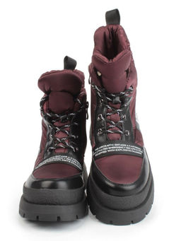 02-FAS21-2Z VINOUS/BLACK Дутики женские (искусственная кожа, плащевая ткань, шерсть)