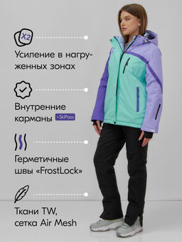 Горнолыжный костюм женский зимний бирюзового цвета 016Br - Chunmai фото 2