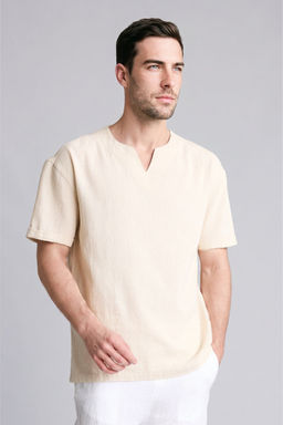 %100 Pamuk Regular Fit K_sa kollu G_mlek