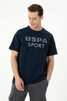 Мужская темно-синяя комфортная футболка с круглым вырезом Неожиданная скидка в корзине