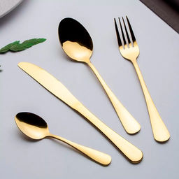 Набор столовых приборов нержавеющая сталь 24 предмета Золотой глянец классика B020124 6 персон (DANIKS)