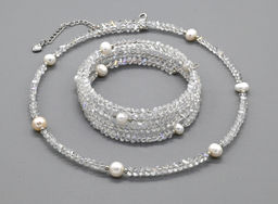 Чокер на шею и браслет в 4 ряда из алмазного стекла цв.хрусталь хамелеон, 37см, 17см Радуга камня  фото 7