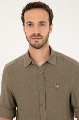 U. S. Polo Assn / Мужская рубашка цвета хаки с длинным рукавом - U.s. polo assn фото 2