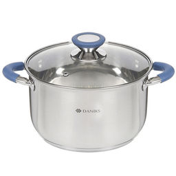 Кастрюля нерж СИЕНА 3,9л со стекл крышкой силикон/ручки Daniks SD-A93-20 (352052)  фото 2