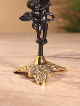 Подсвечник на 1 свечу Купидон, латунь, чёрный с золотом, 8.5?8.5?23.5 см