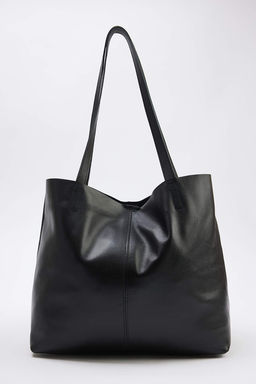 Siyah Deri Kad?n Maksi Boy Omuz Cantas? TAKAW26OC00041