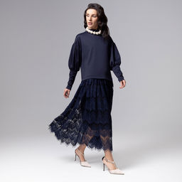 Платье комбинированное с кружевом, История в кружевах / Новый год