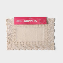 Набор салфеток ажурных для стола Доляна, 4 шт, 4630 см, ПВХ, цвет бежевый  фото 6