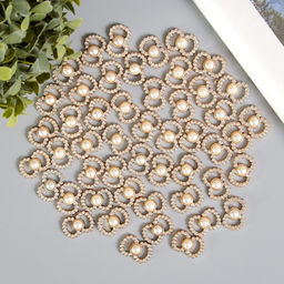 Цена за 50 шт. Декор для творчества пластик пряжка «Бант с жемчугом», золото со стразами, 1.9×2.3×0.5 см