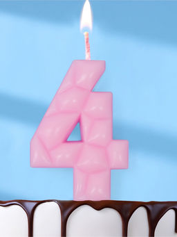 Цена за 3 шт. Свеча для торта «Цифра 4», светло-розовая