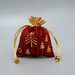 Цена за 5 шт. Мешочек подарочный плюш Сказка с тобой, ёлки, тиснение, 10 х 12 см +/- 1.5 см