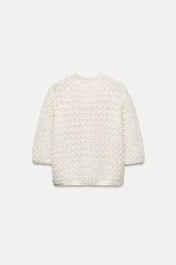 KNIT CARDIGAN WITH METALLIC THREAD DETAIL - Zara фото 4