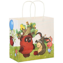 Пакет подарочный, 22×22×11 см, крафт, упаковка, Винни-Пух