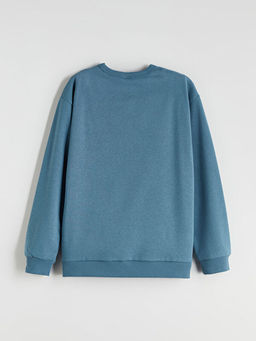 Bisiklet Yaka Bask?l? Erkek ?ocuk Sweatshirt