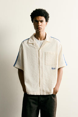 CAMISA BANDAS BORDADO CONTRASTE / Blanco roto - Zara фото 2