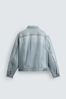 CAZADORA DENIM RELAXED FIT TACHAS MET?LICAS / Azul claro - Zara фото 9