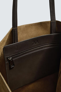 BOLSO SHOPPER PIEL / Marr?n Tabaco - Zara фото 7