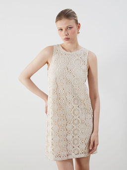 Bisiklet Yaka A Kesim Kro?e Mini Elbise