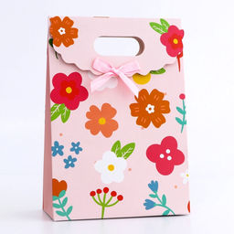 Цена за 5 шт. Подарочная коробка - пакет, упаковка с вырубной ручкой, Летние цветы, 14?6?21 см