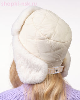 Тиффани плащевка стеганая хит Ушанка женская (56-58)