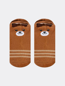 Цена за 5 пар! Носки детские коричневые с узором в виде медвежат