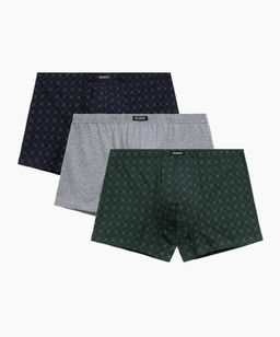 ATLANTIC 3MH-216 Трусы шорты Check - набор 3 шт. темно-синий + серый меланж + зеленый