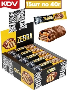 Вафли Zебра, глазированные, 40 г (упаковка 15 шт.)