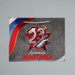 Цена за 2 шт. Пакет подарочный ламинированный, упаковка, «С 23 февраля», MS 23×18×8 см
