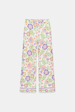 PANTAL?N ESTAMPADO FLORAL CON LINO / Multicolor - Zara фото 5