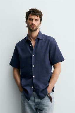 CAMISA ESTRUCTURA LINO - ALGOD?N / Marino - Zara фото 2