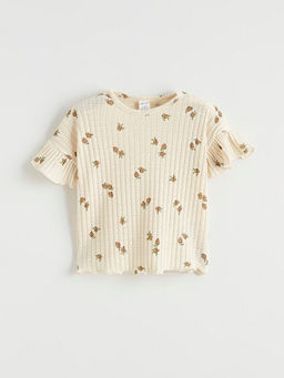 Bisiklet Yaka ?i?ekli K?z Bebek Ti??rt