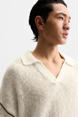 COTTON - LINEN KNIT POLO SHIRT - Zara фото 5