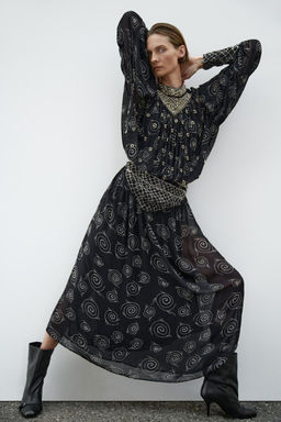 BEADED EMBROIDERED PRINT DRESS ZW COLLECTION - Zara фото 3