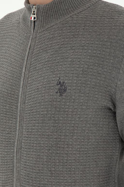 Мужской серый меланжевый базовый трикотажный кардиган Неожиданная скидка в корзине - U.s. polo assn фото 7