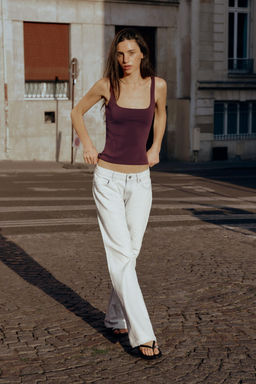 JEANS TRF WIDE LEG TIRO BAJO / Blanco