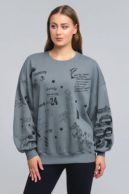 Арт. 15132/1 Свитшот женский оверсайз 46-52 (4 шт) Цвет:темно-серый