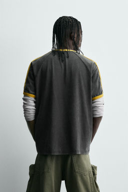 CONTRAST TEXT RIB T-SHIRT - Zara фото 3