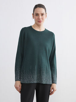 Bisiklet Yaka Desenli Kad?n Triko Kazak