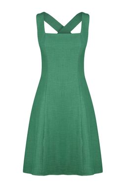 Haki A-Kesim Kare Yaka Mini Dokuma Elbise TWOSS23EL01549 - Trendyolmilla фото 7