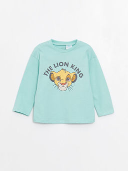 Bisiklet Yaka Uzun Kollu Aslan Kral Bask?l? Erkek Bebek Ti??rt