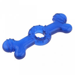 Игрушка для собаки Косточка бублик 13,6х4,5х1,5см, полипропилен, фактурная, прозрачные цвета микс (красный, синий, зеленый), Пэт тойс (Pet toys) (Китай)  фото 3