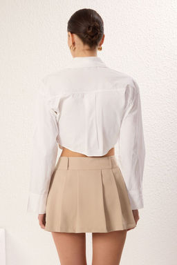 TRENDYOLMILLA Siyah Piliseli Orta Bel Super Mini Dokuma Etek Gorunumlu Sort TWOAW25SR00038  фото 25