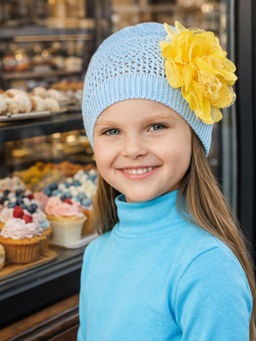 Шапка вязаная детская голубая